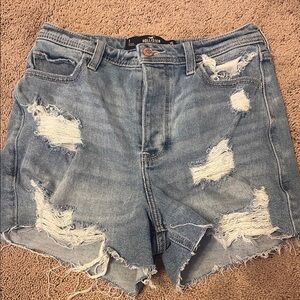 Hollister Blue Jean Shorts Distressed High-Waisted